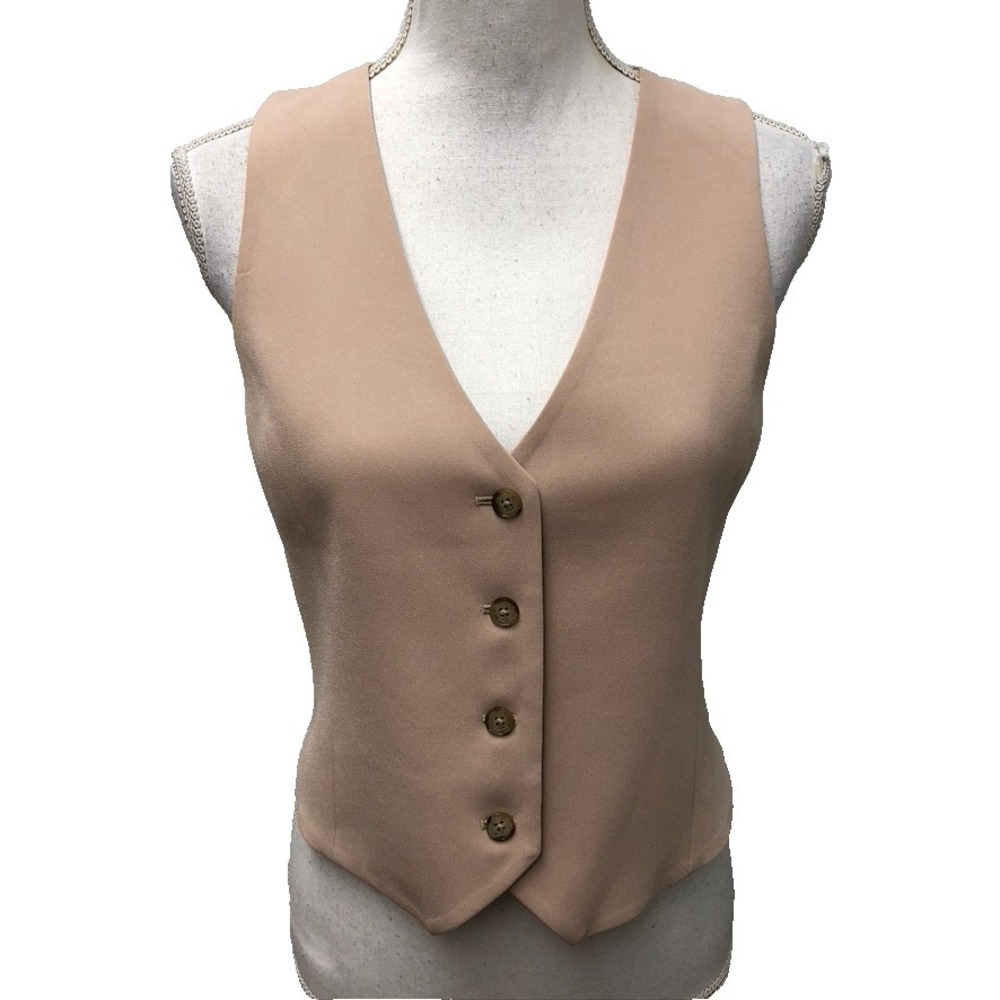 Babaton Vest Womens 2 Beige Button Up Preppy Academia Teacher Career Office